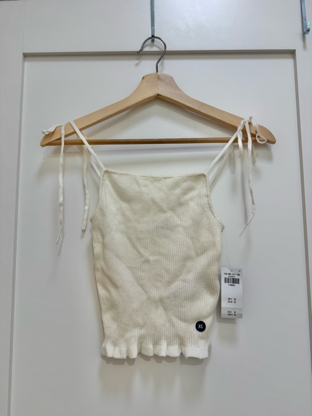 Abercrombie & Fitch Cream Ribbed Sweater Tie-Shoulder Tank